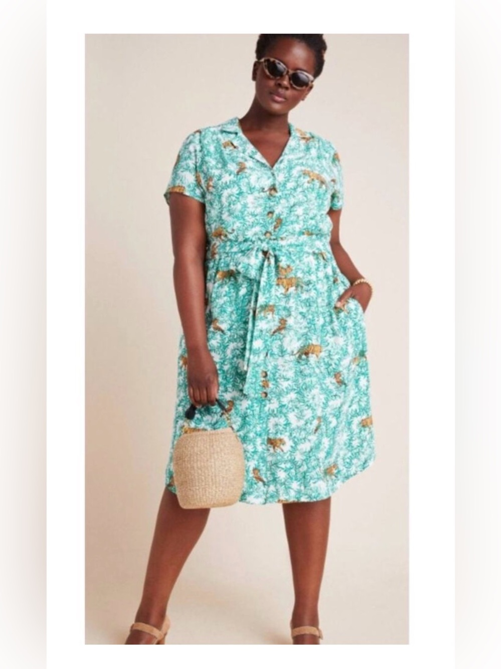 Maeve for Anthropologie White Tiger Dress-20W